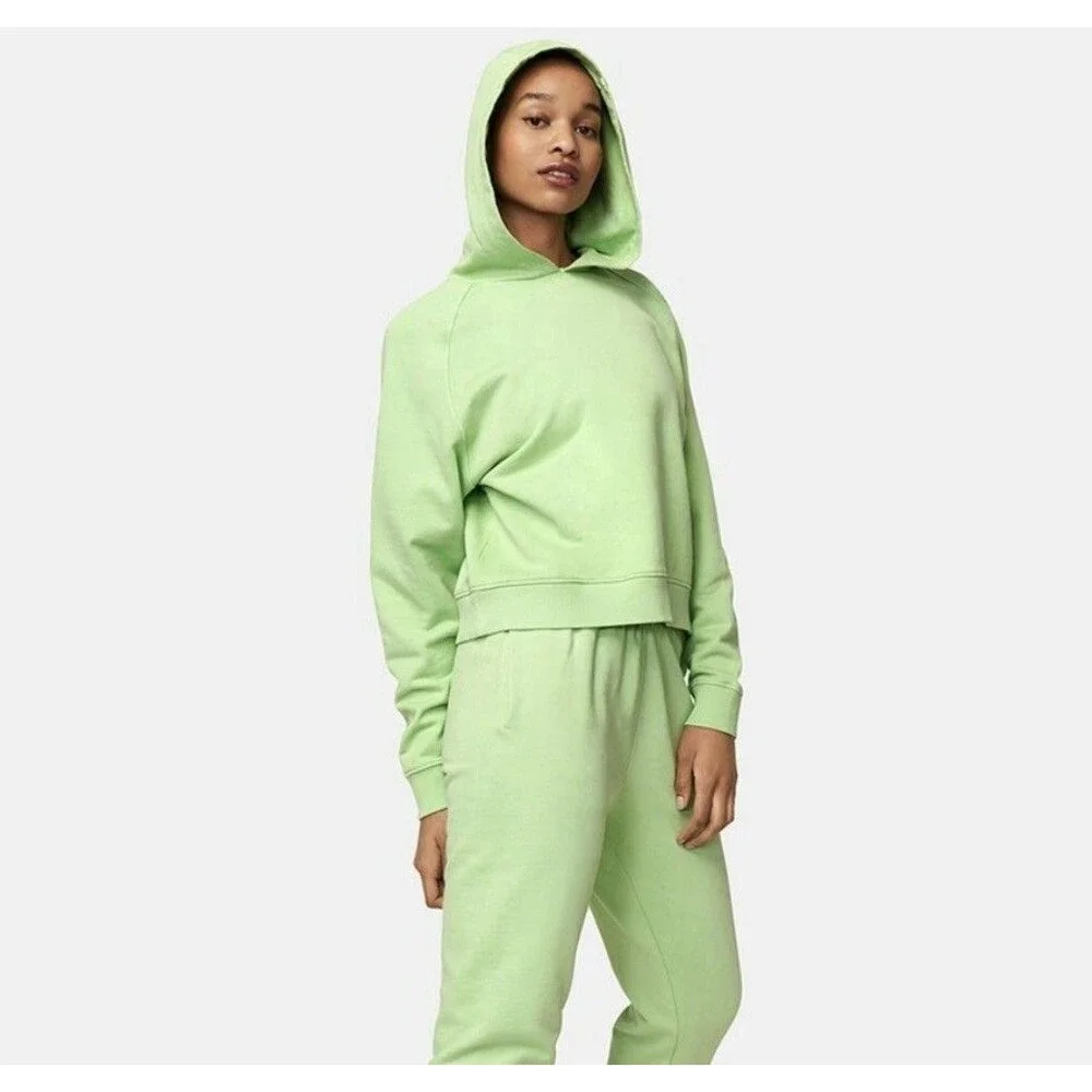 NWT Outdoor Voices Cotton Terry Cropped Hoodie Sweatshirt in Jade Womens sz M - Picture 2 of 6